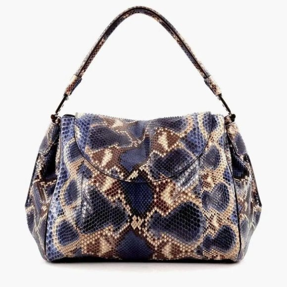 Versace Blue Snakeskin Talia Vanitas Bag New - Picture 2 of 5